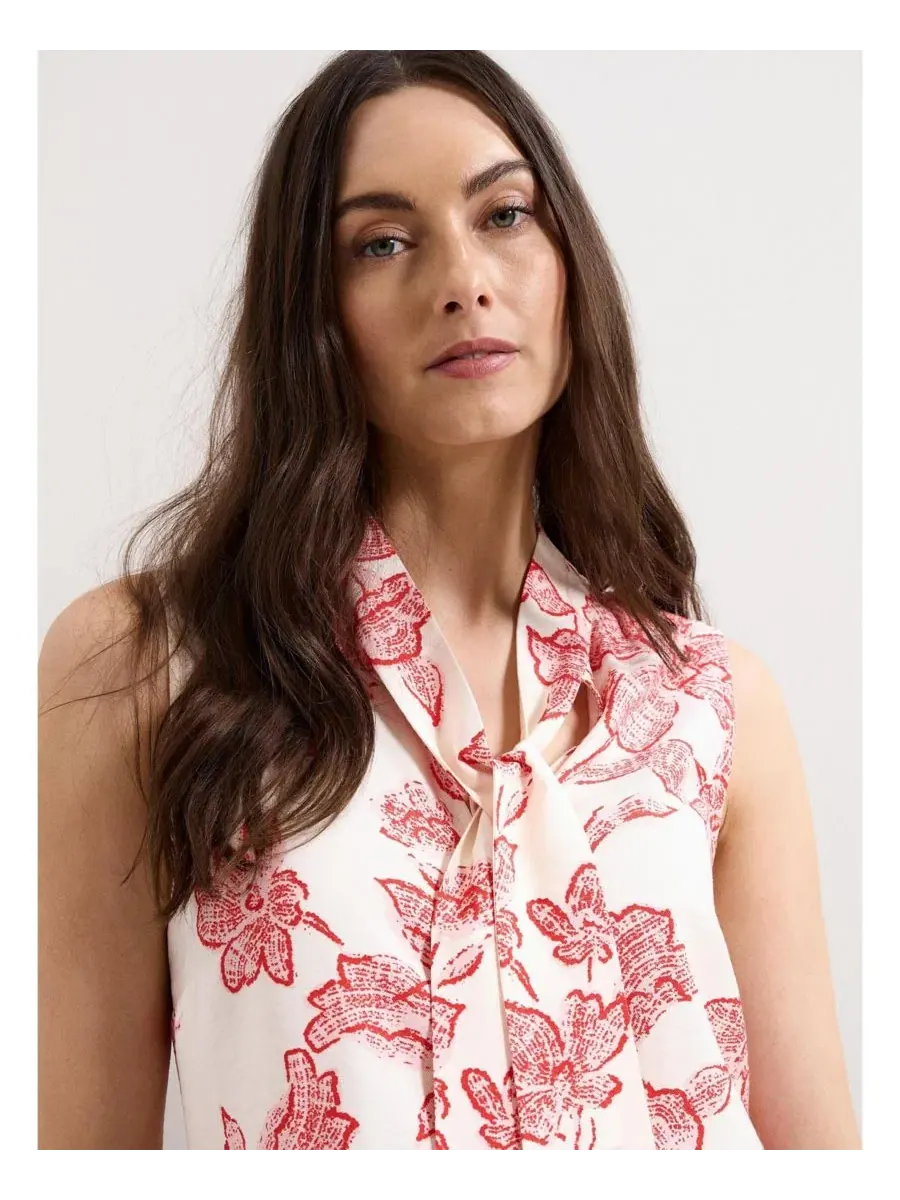Блузка с завязками на шее Junie Tie Neck Sleeveless Blouse Phase Eight — изображение 4 из 8, красный