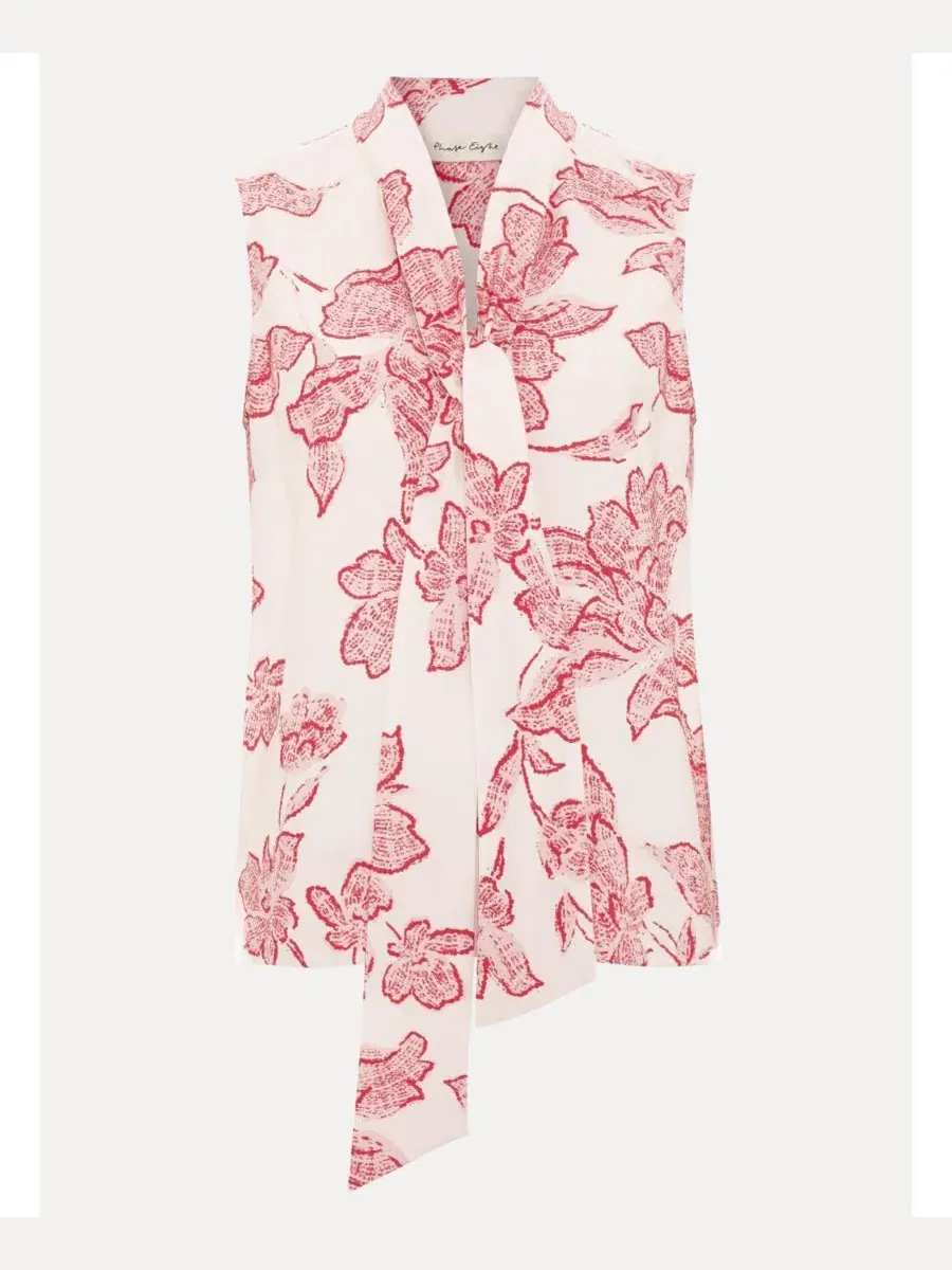 Блузка с завязками на шее Junie Tie Neck Sleeveless Blouse Phase Eight — изображение 5 из 8, красный