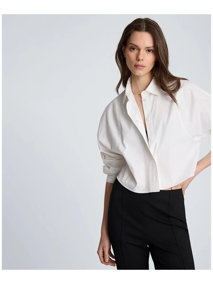 Женская рубашка с длинным рукавом, кроп Kenneth Cole — изображение 2 из 7, белый