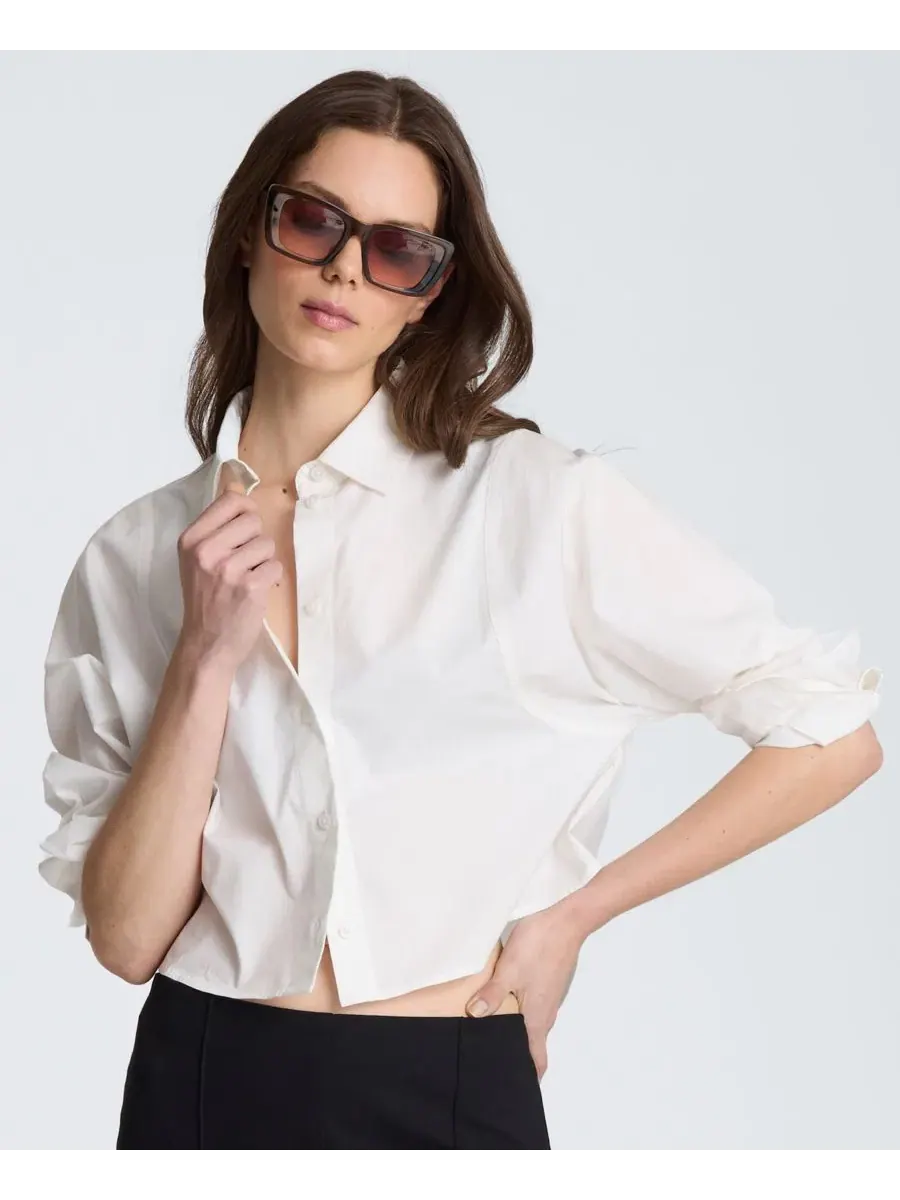 Женская рубашка с длинным рукавом, кроп Kenneth Cole — изображение 7 из 7, белый