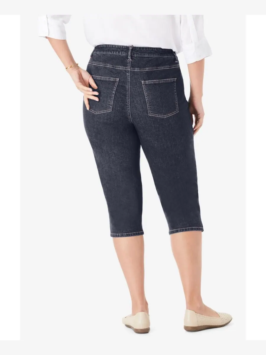 Женские джинсы-капри Within Stretch Denim с пятью карманами Woman Within — изображение 2 из 2, синий