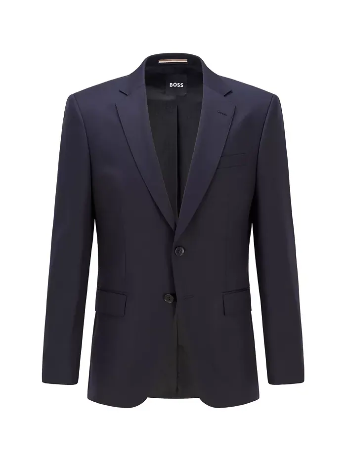 Мужской однобортный пиджак BOSS Hugo Boss — изображение 3 из 4, синий