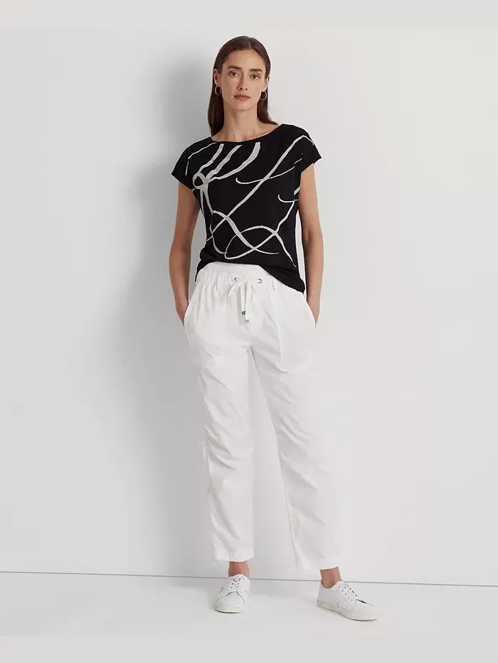 Футболка с коротким рукавом и принтом логотипа Lauren Ralph Lauren — изображение 3 из 5, черный