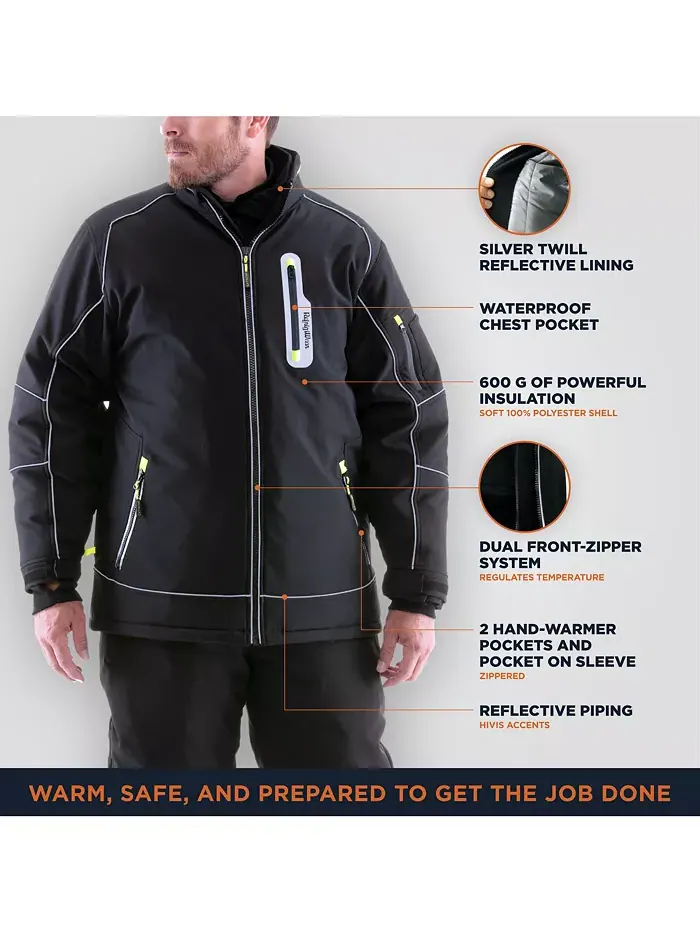 Мужская утепленная ветрозащитная куртка Extreme Softshell - комфорт при -60°F, водонепроницаемая — изображение 4 из 4, черный