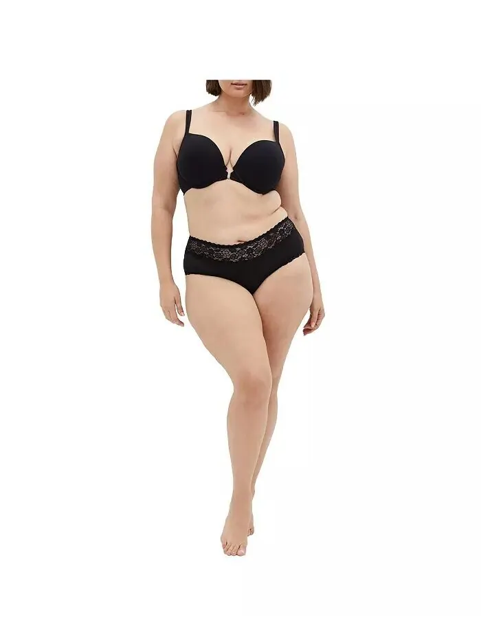 Бюстгальтер Plus Size Smooth & Chic Front Close из хлопка Push Up CITY CHIC — изображение 3 из 5, черный
