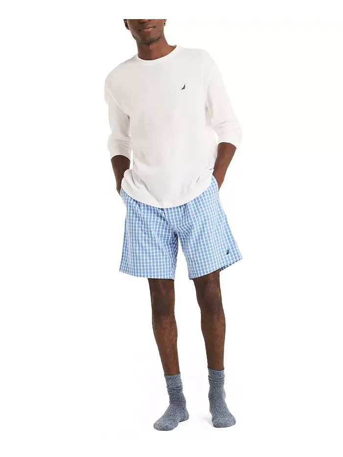 Мужские пижамные шорты из поплина в клетку Nautica — изображение 4 из 4, синий