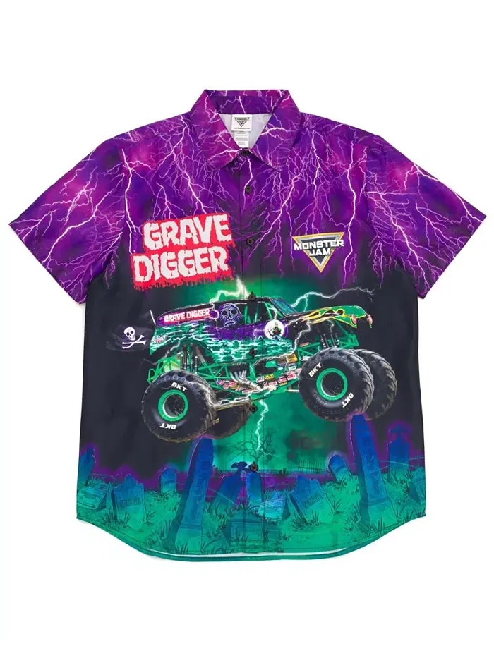 Мужская гавайская рубашка на пуговицах Grave Digger Monster Jam