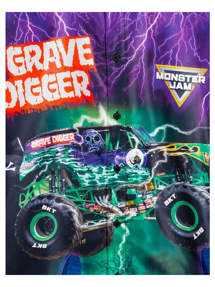 Мужская гавайская рубашка на пуговицах Grave Digger Monster Jam — 2
