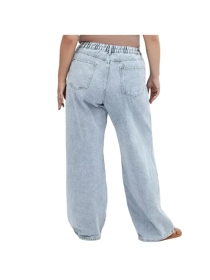 Джинсы Harley Kyla Wide Leg Plus Size CITY CHIC — изображение 2 из 5, светлая стирка