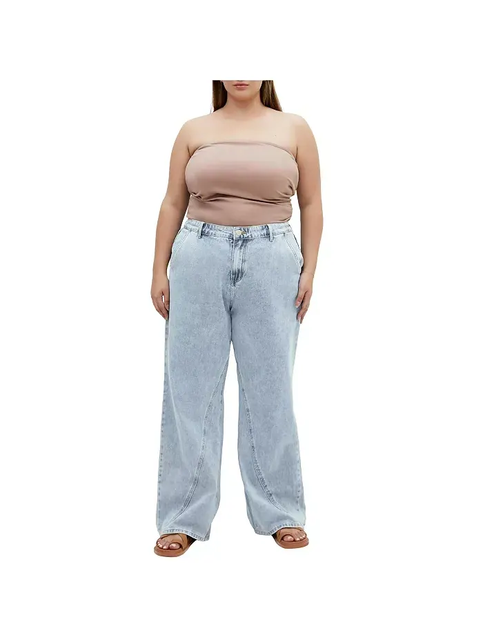 Джинсы Harley Kyla Wide Leg Plus Size CITY CHIC — изображение 5 из 5, светлая стирка