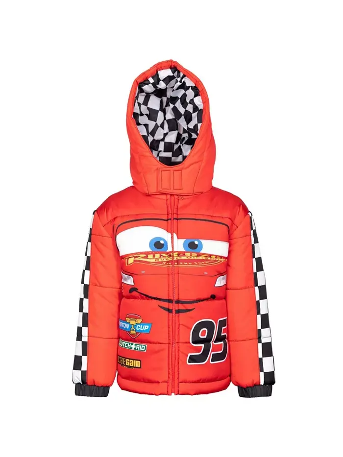 Зимняя куртка-пуховик для мальчиков с застежкой-молнией Pixar Lightning McQueen Cars — красный