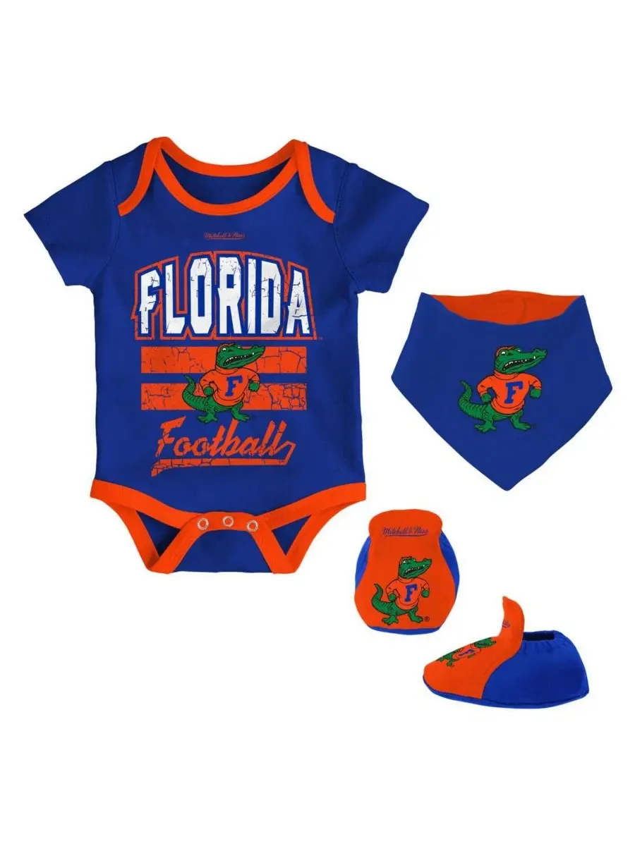 Комплект из 3 предметов для малышей: боди, слюнявчик и пинетки Florida Gators Mitchell & Ness