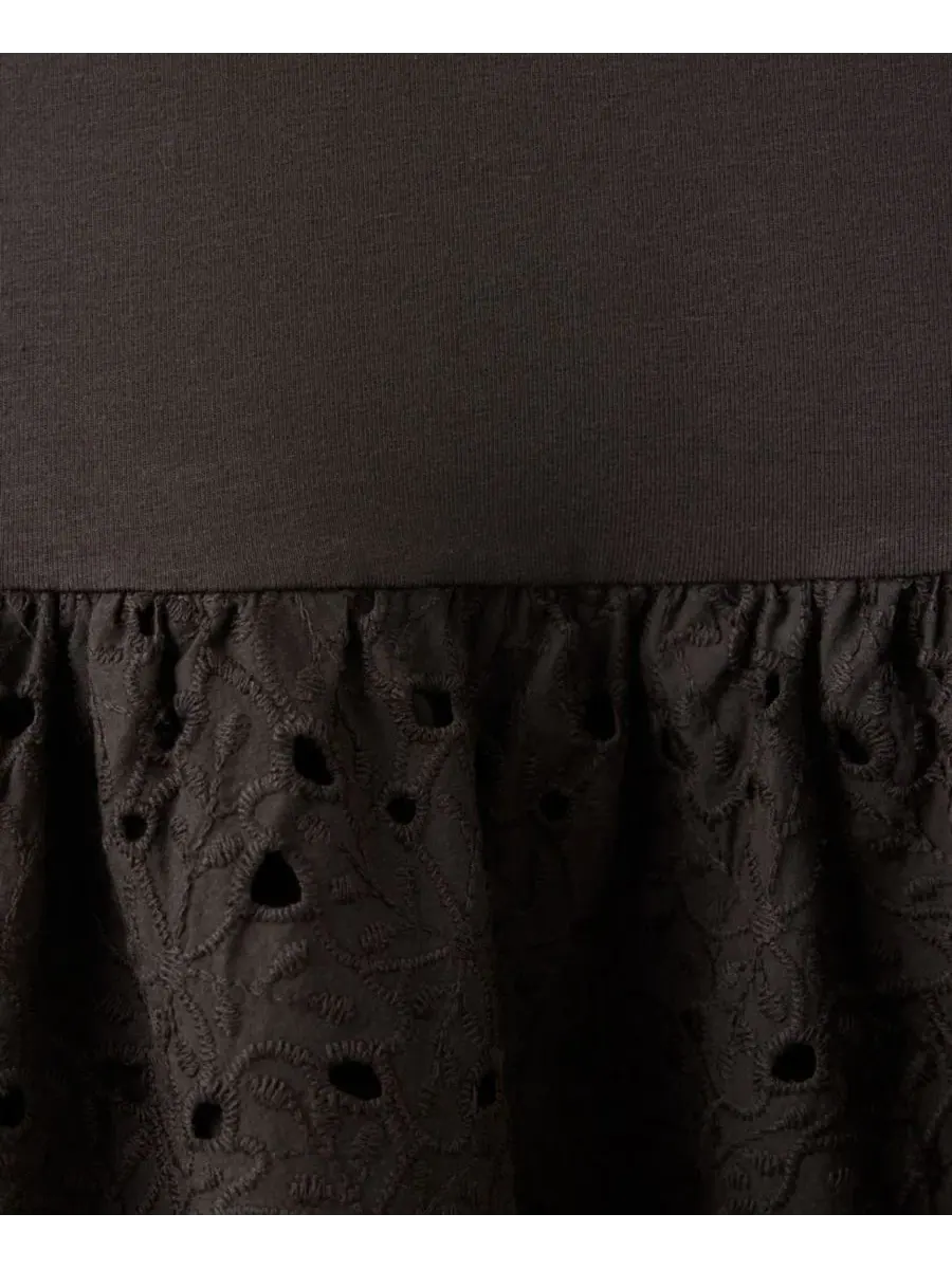 Платье-трапеция без рукавов с вышивкой Openwork Embroidered Combined Dress MANGO — изображение 6 из 7, коричневый