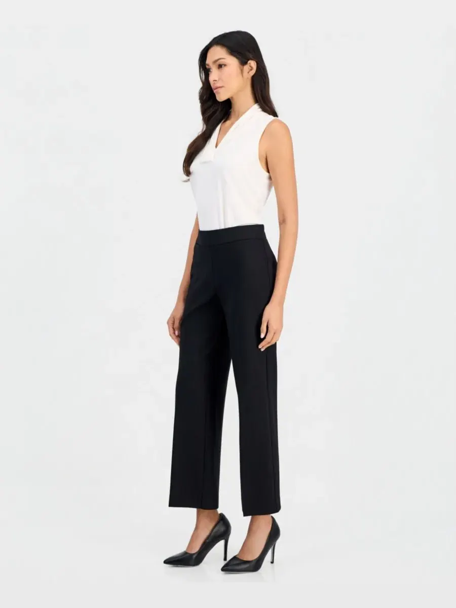 Брюки прямого кроя с широкой штаниной Anne Klein Essentials — изображение 3 из 4, черный