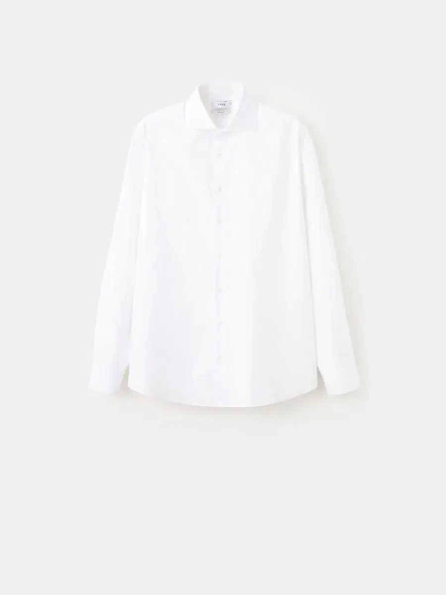 Мужская рубашка классическая Cotton Regular Fit MANGO — изображение 2 из 7, белый