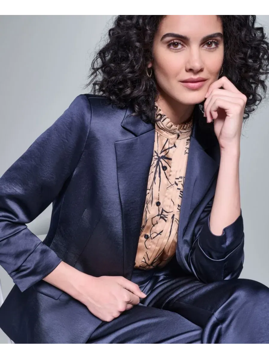 Жакет с воротником и одним пуговицей, с рукавом 3/4, модель Satin 3/4-Sleeve Collared One-button — изображение 11 из 13