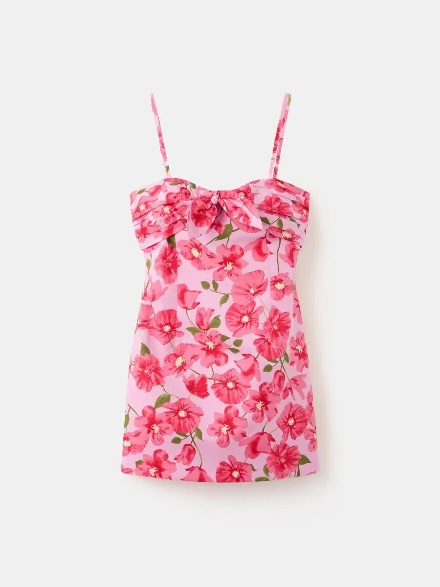 Платье с принтом Bow Floral MANGO — изображение 2 из 7, фуксия