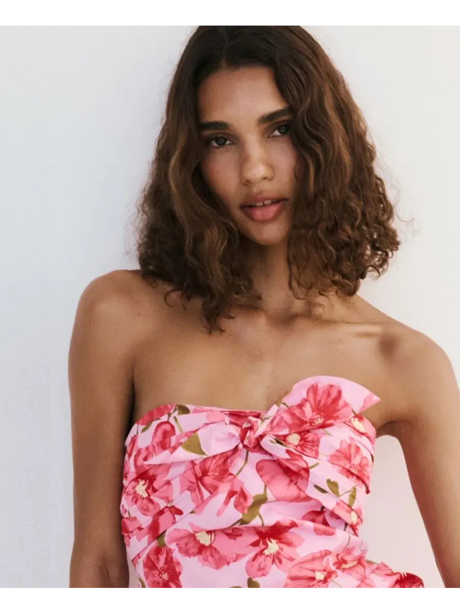 Платье с принтом Bow Floral MANGO — изображение 6 из 7, фуксия