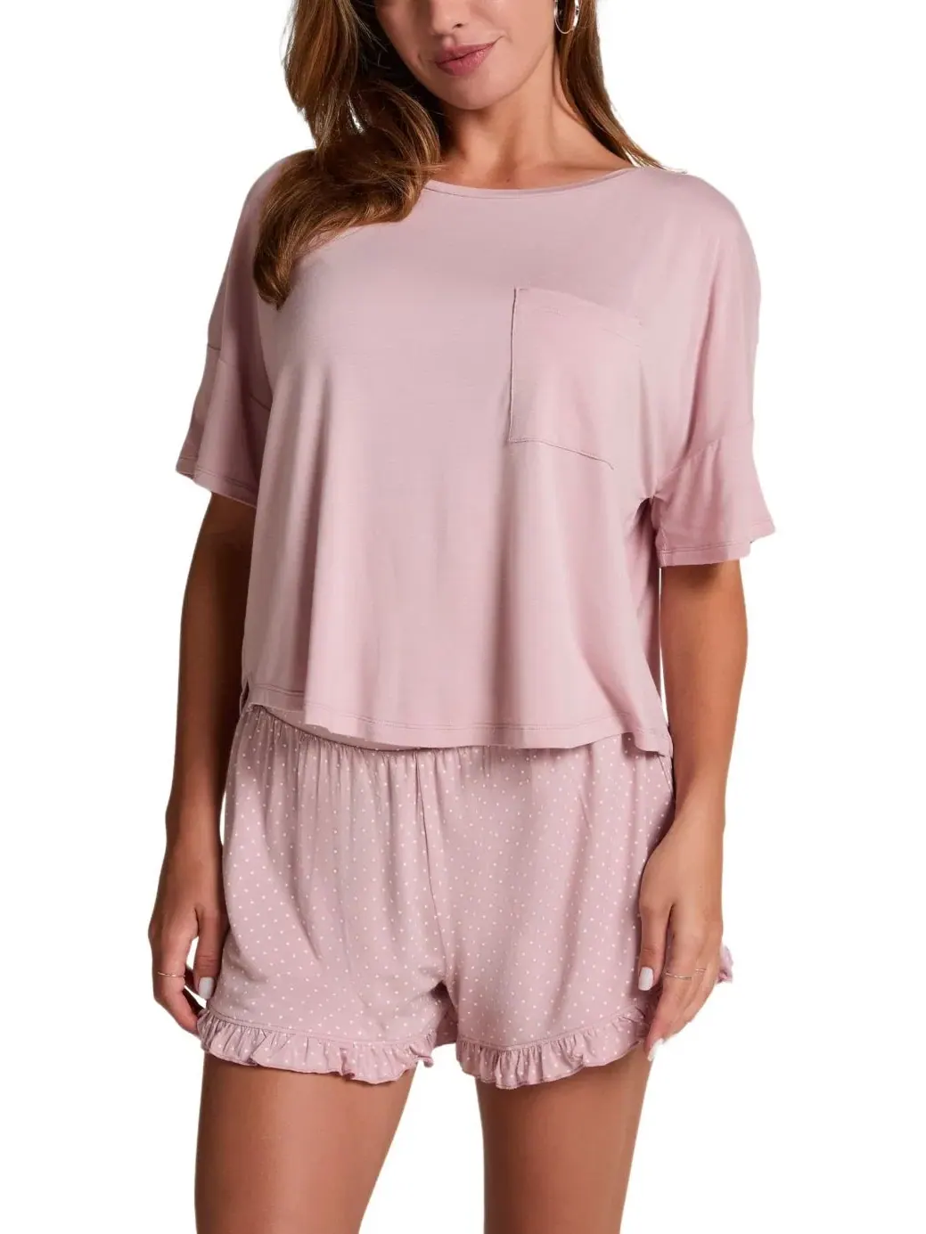 Комплект пижамы из джерси с шортами и футболкой, с рюшами Hunkemöller