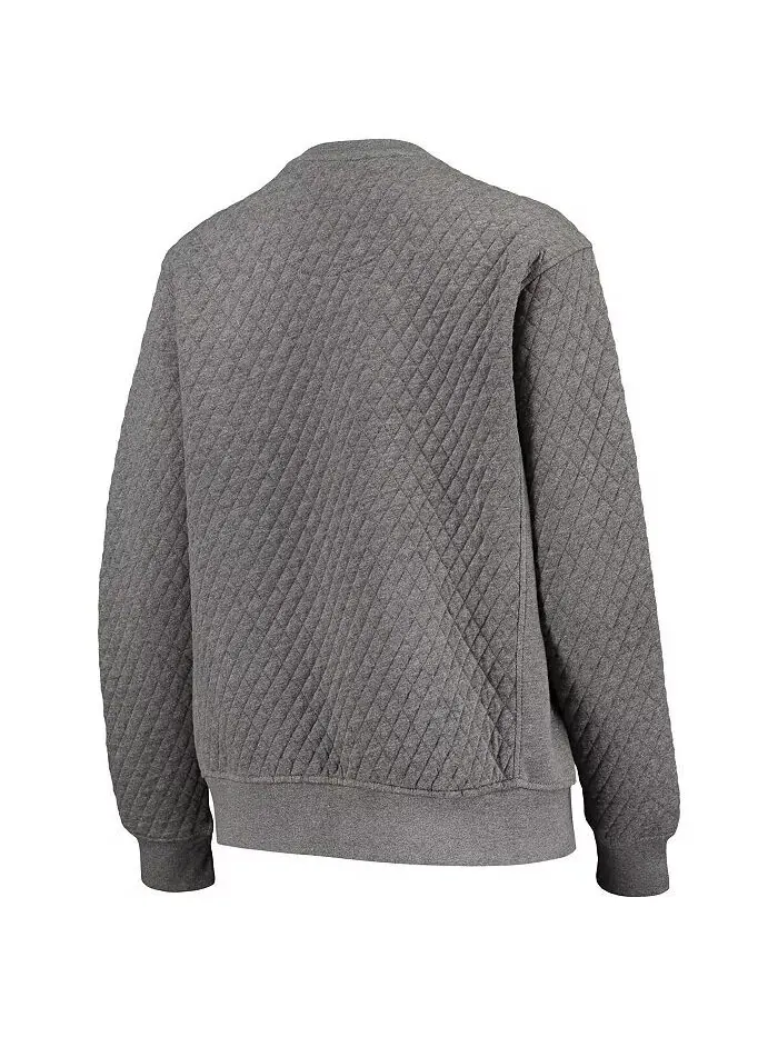 Женский стеганый пуловер с капюшоном Heather Charcoal Wisconsin Badgers Moose Pressbox — изображение 2 из 4, темно-серый
