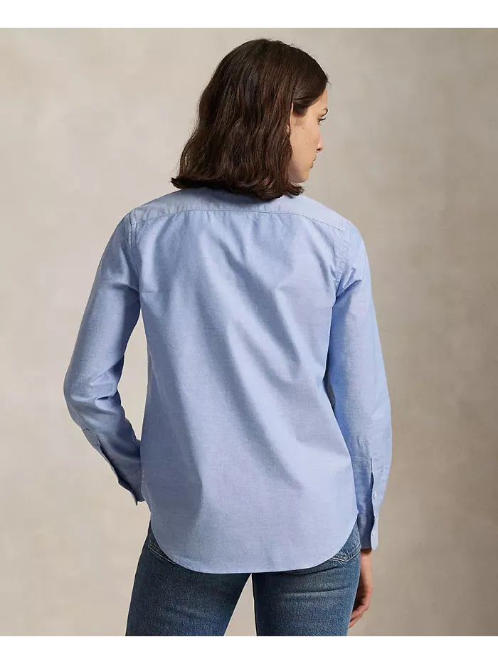 Женская облегающая рубашка Oxford с эластичной тканью Polo Ralph Lauren — изображение 3 из 5, синий