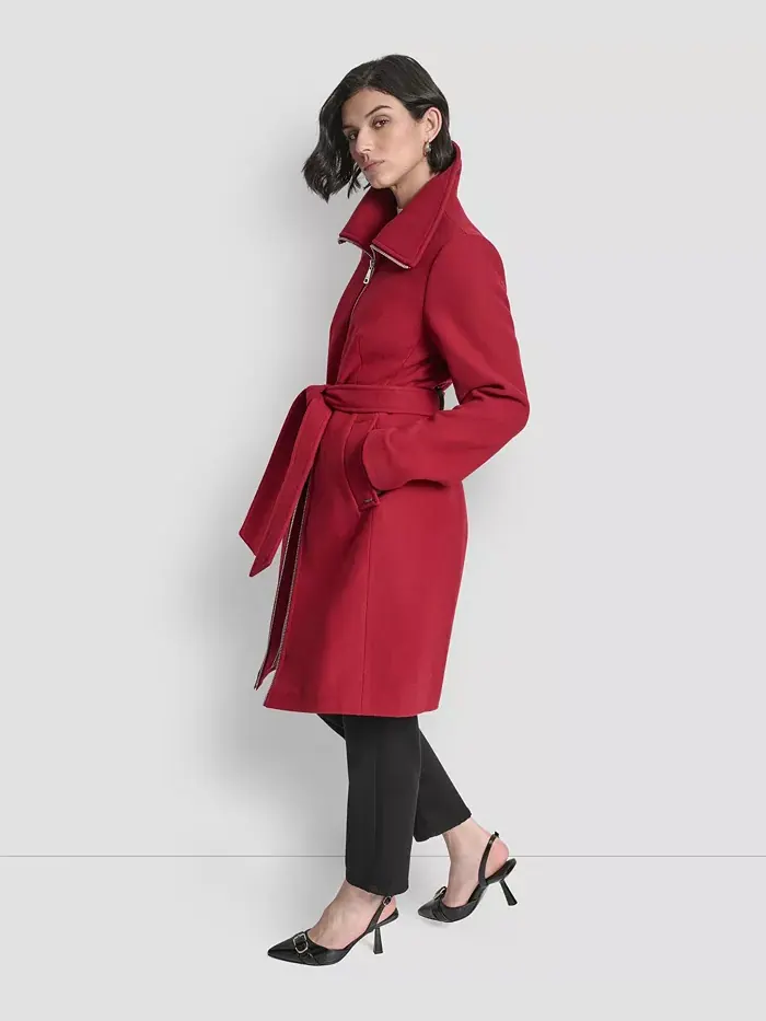 Пальто Petite с поясом и молнией спереди DKNY — изображение 4 из 8