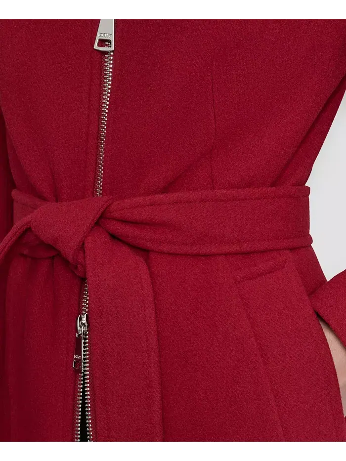 Пальто Petite с поясом и молнией спереди DKNY — изображение 5 из 8