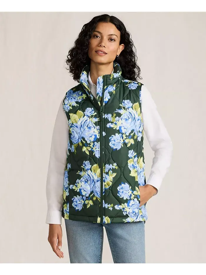 Женская стеганая утепленная безрукавка Print FeatherFree Lands' End