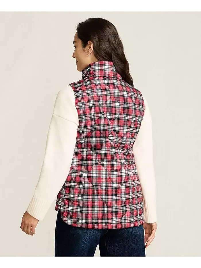 Женская стеганая утепленная безрукавка Print FeatherFree Lands' End — изображение 2 из 4, красный