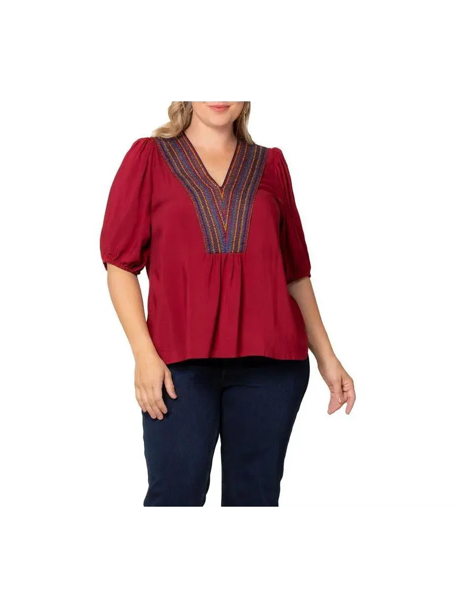 Блузка без рукавов Tacoma Trim Neckline Kiyonna