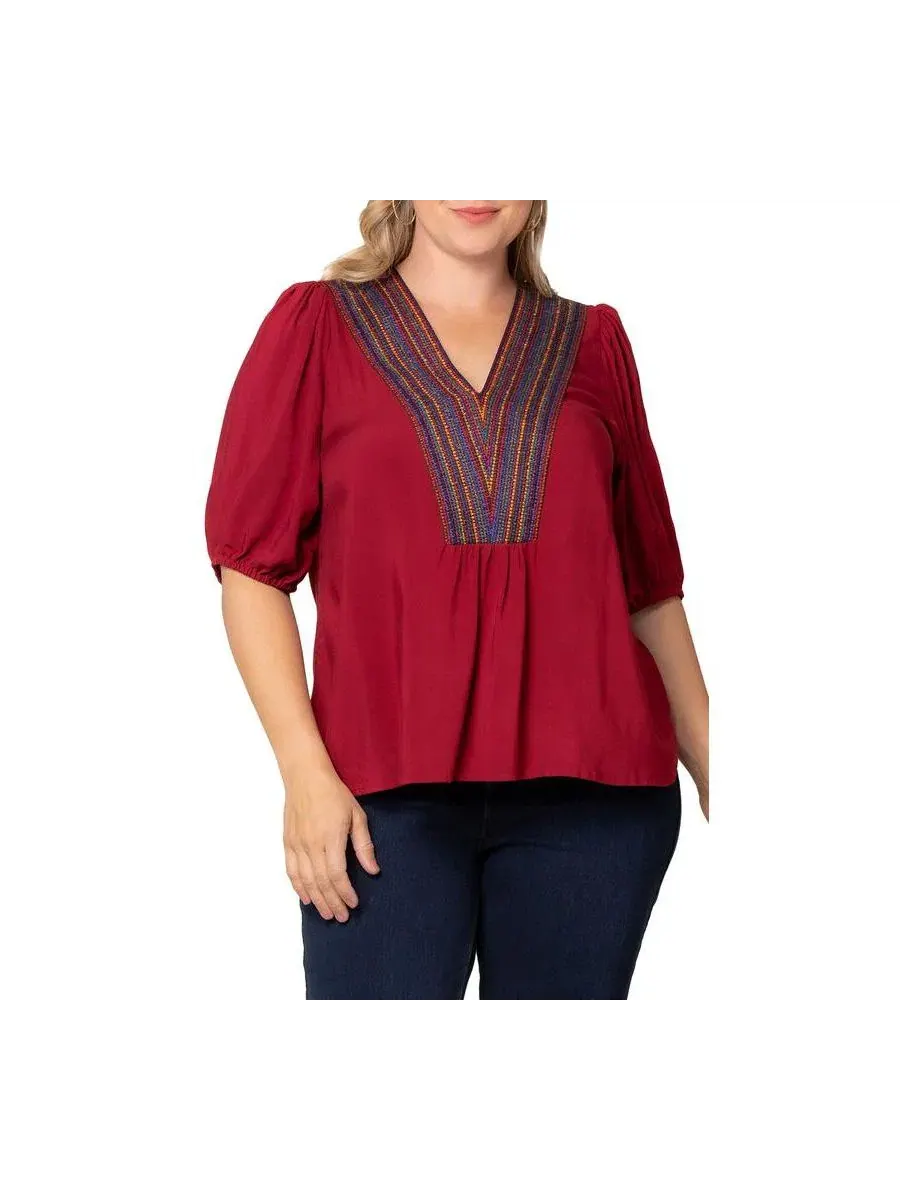 Блузка без рукавов Tacoma Trim Neckline Kiyonna — изображение 3 из 5, красный