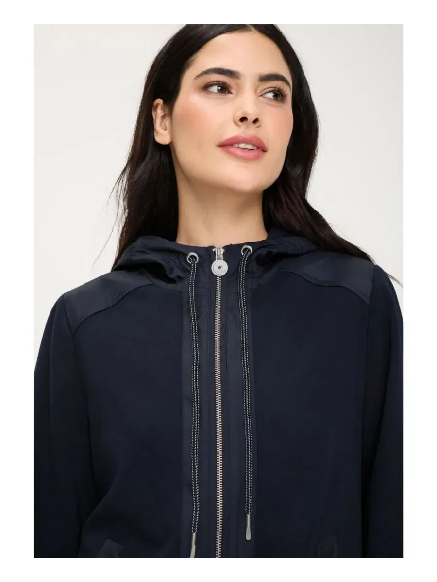 Женская куртка с капюшоном из смесовой ткани, модель Mixed Media Olsen — изображение 4 из 6, темный темно-синий