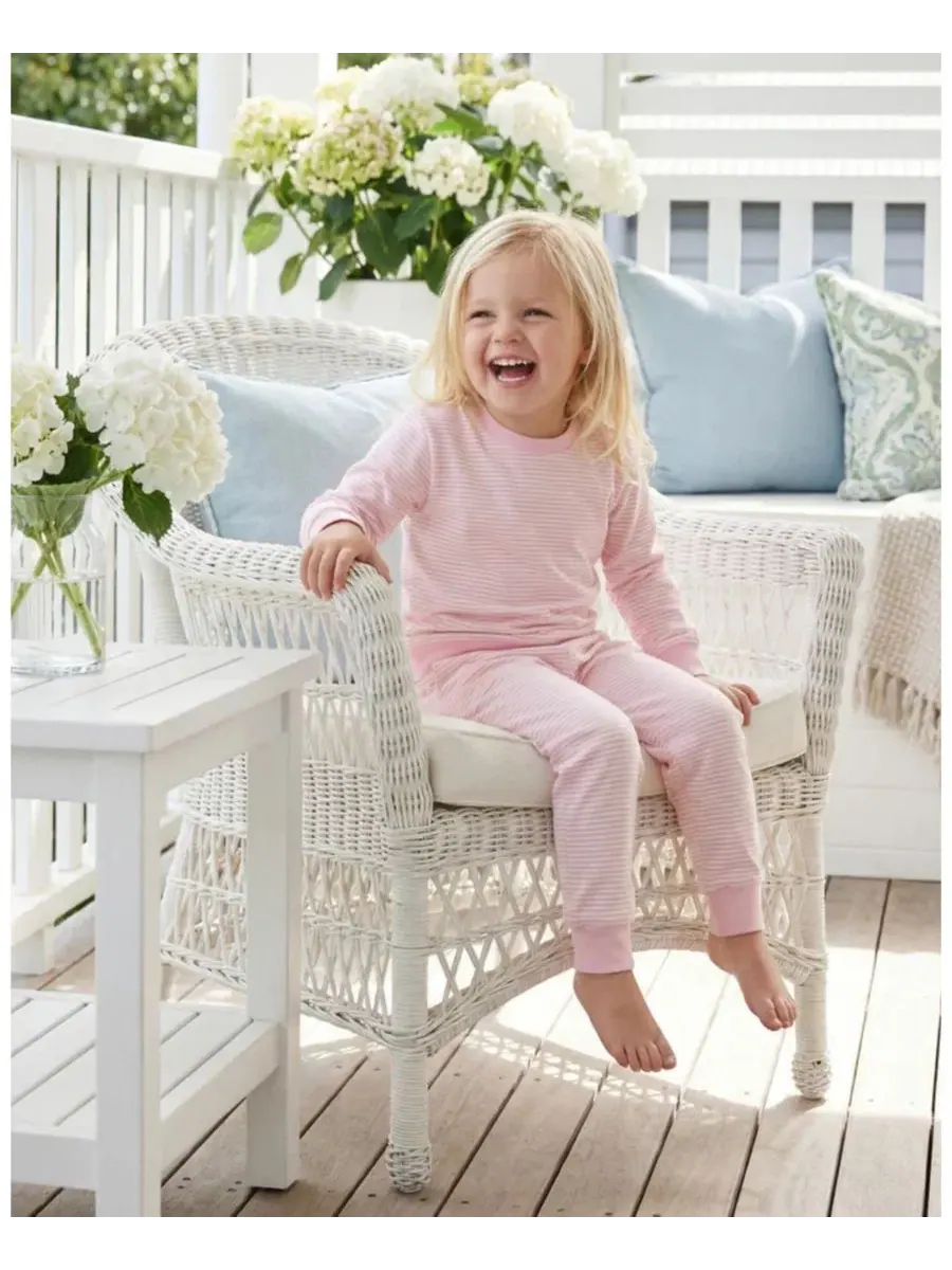 Комплект пижамы Bamboo Sweatsuit Peony Stripe Motette — изображение 4 из 7, розовый белый