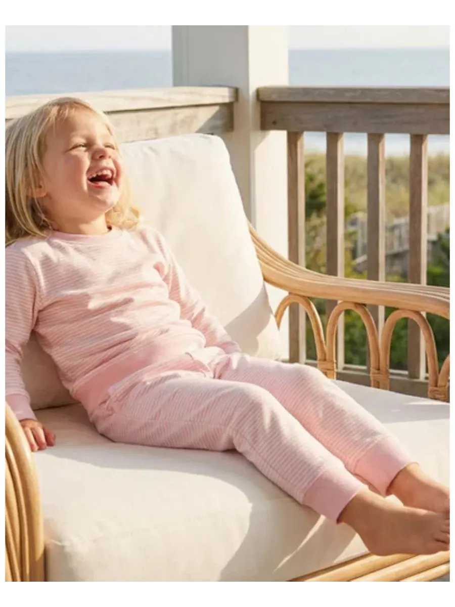 Комплект пижамы Bamboo Sweatsuit Peony Stripe Motette — изображение 6 из 7, розовый белый