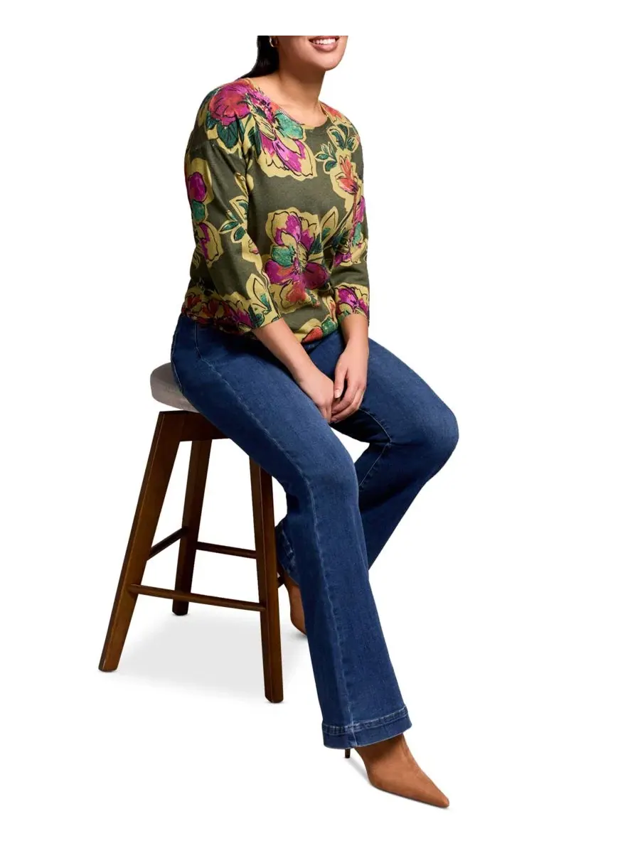 Джинсы клеш с высокой посадкой Audrey Boundless Stretch Denim TRIBAL — изображение 3 из 4, синий