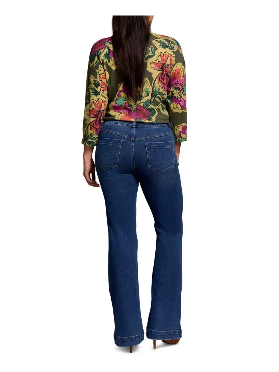 Джинсы клеш с высокой посадкой Audrey Boundless Stretch Denim TRIBAL — изображение 4 из 4, синий