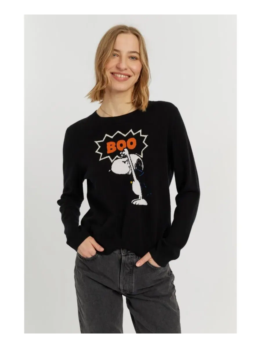 Женский свитер из шерсти и кашемира с интарсией Snoopy Boo Chinti & Parker — изображение 2 из 5, черный