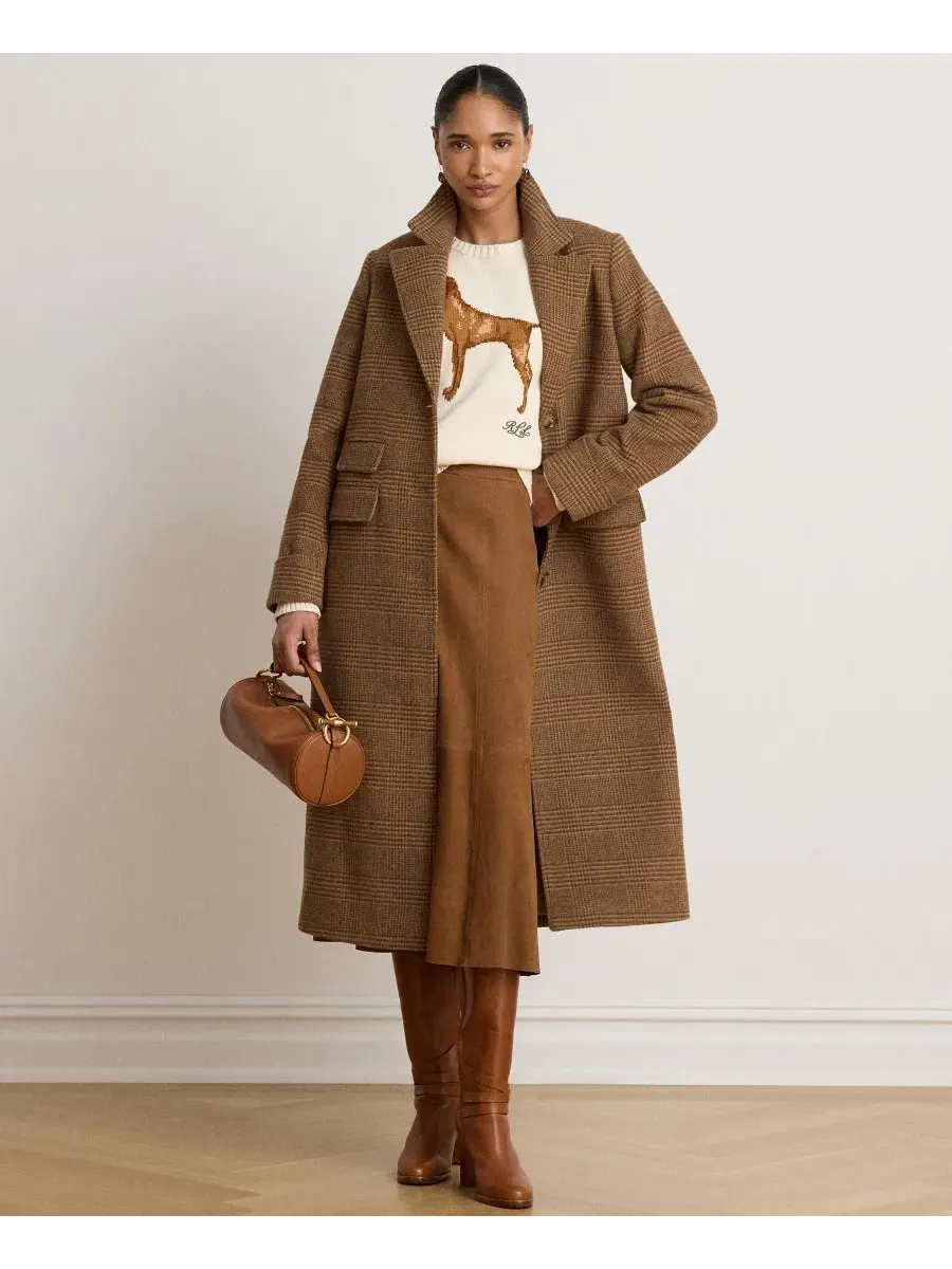 Пальто-рифер из шерстяной смеси Glen Plaid Lauren Ralph Lauren