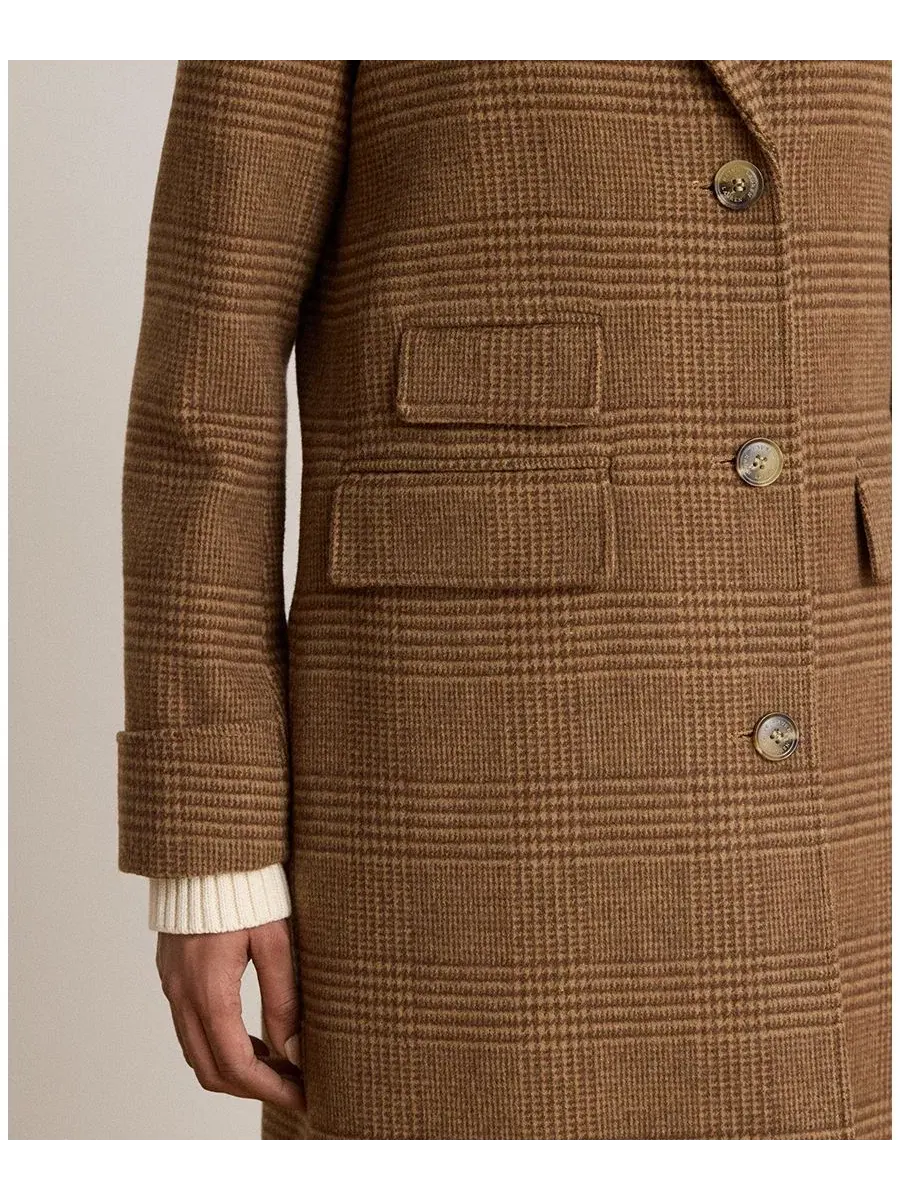 Пальто-рифер из шерстяной смеси Glen Plaid Lauren Ralph Lauren — изображение 4 из 5, коричневый