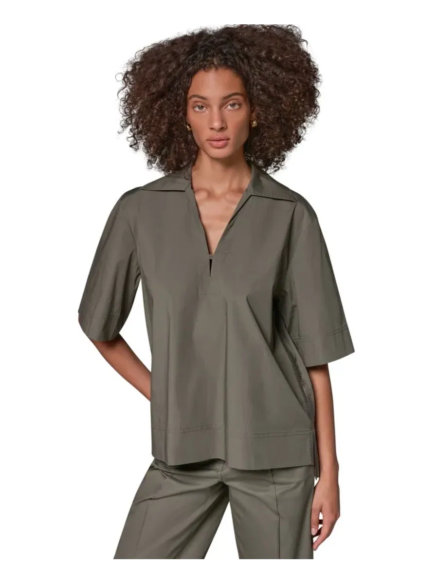 Блуза с V-образным вырезом и коротким рукавом, с вышивкой Donna Karan Weekend