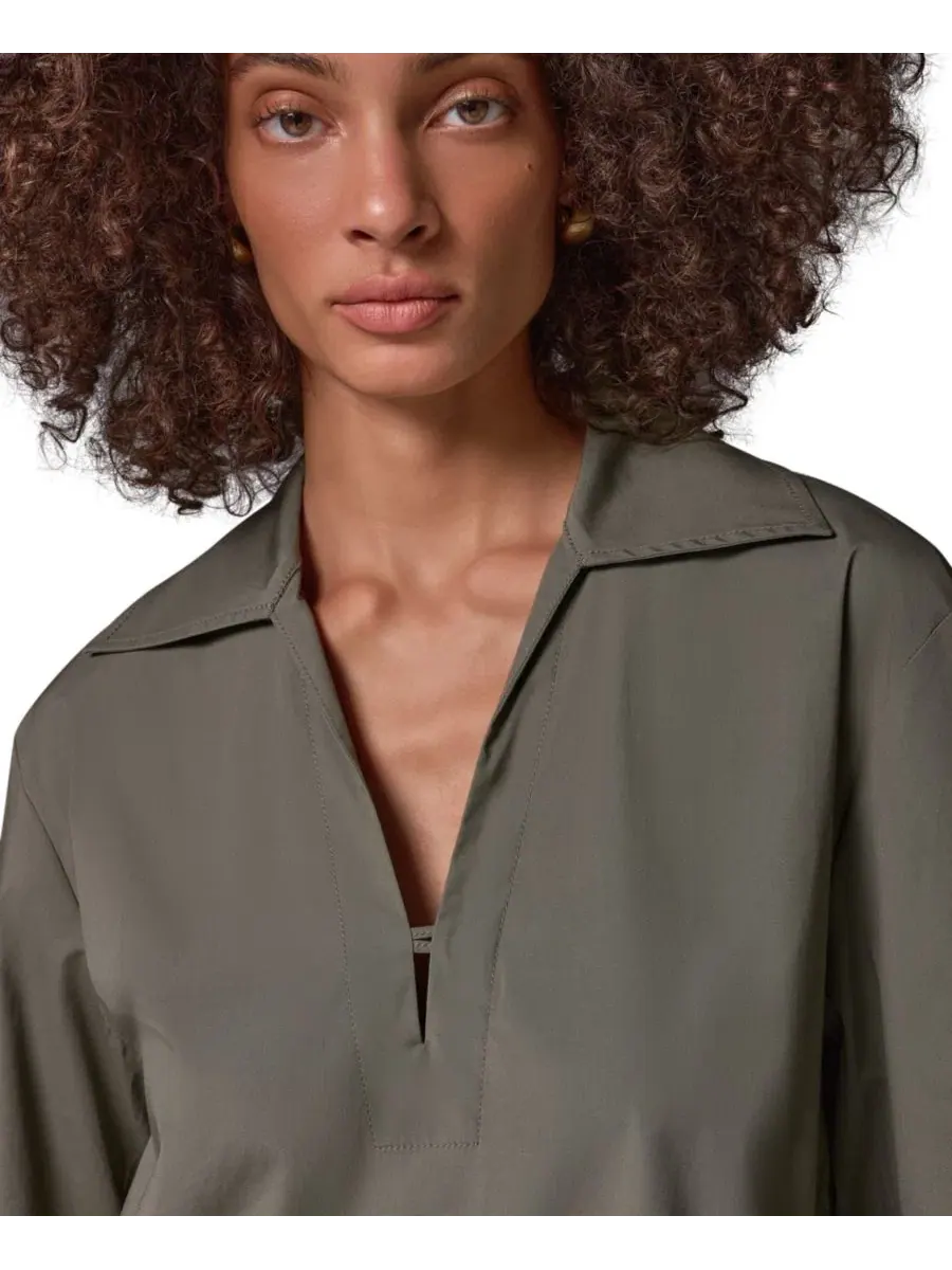 Блуза с V-образным вырезом и коротким рукавом, с вышивкой Donna Karan Weekend — изображение 7 из 9, шалфейный