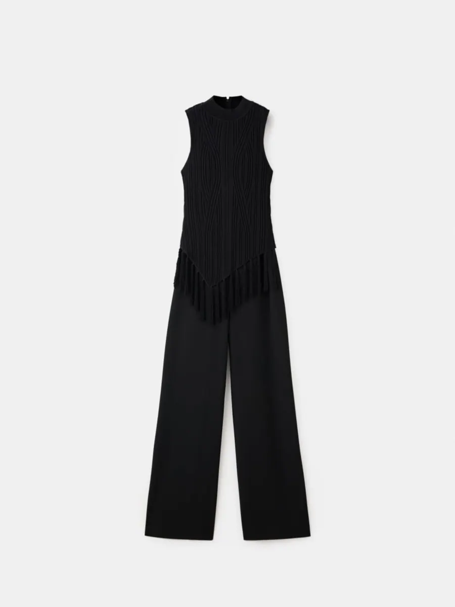 Женский комбинезон с бахромой MANGO — изображение 3 из 3, черный