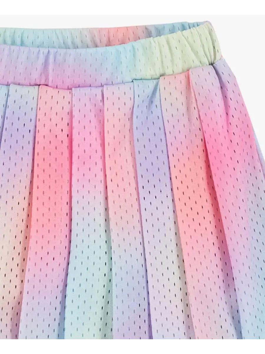 Комплект из футболки с рукавом-крылышко и юбки-шорт с сеткой, модель Flutter-Sleeve T-Shirt and — изображение 3 из 4, мульти