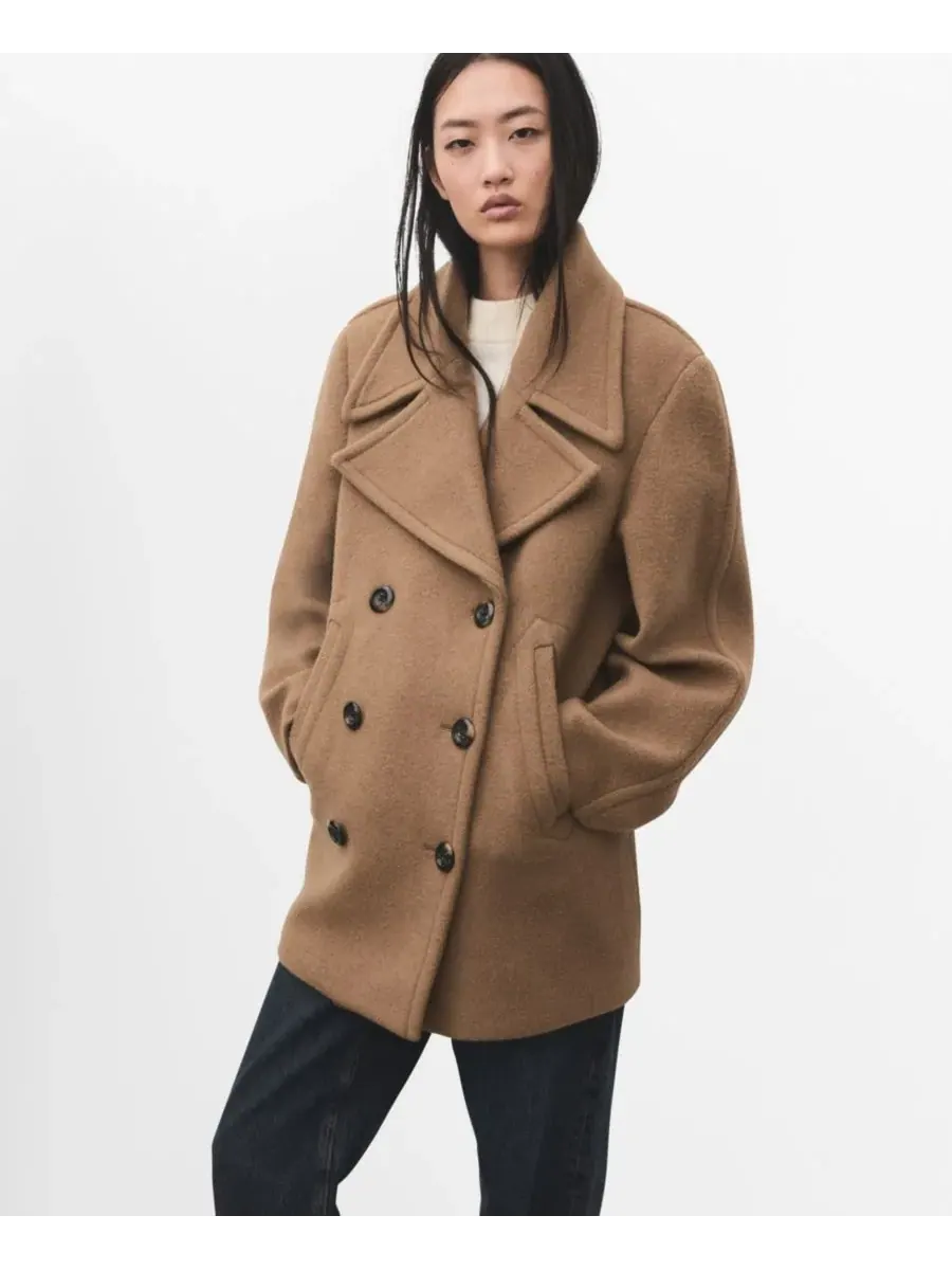 Женское двубортное шерстяное пальто Manteco MANGO