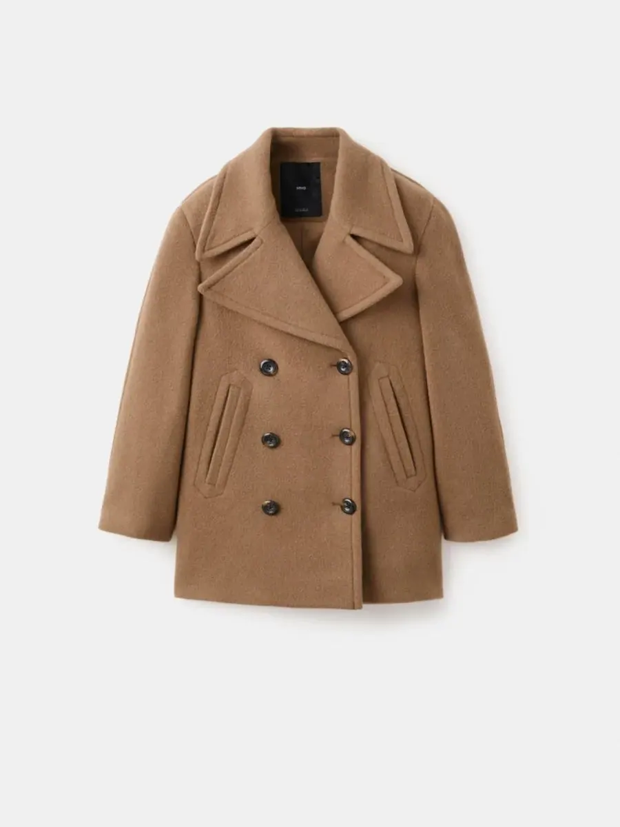 Женское двубортное шерстяное пальто Manteco MANGO — изображение 7 из 7, коричневый