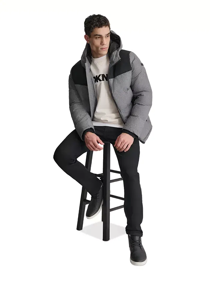 Мужская утепленная куртка Mixed-Media DKNY — изображение 4 из 5, светлый серый