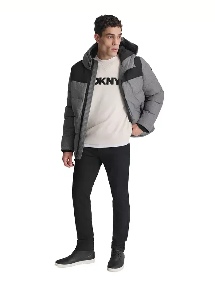 Мужская утепленная куртка Mixed-Media DKNY — изображение 5 из 5, светлый серый