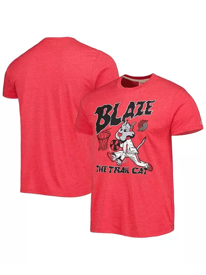 Мужская и женская красная футболка с талисманом команды Portland Trail Blazers Tri-Blend Homage — изображение 1 из 3