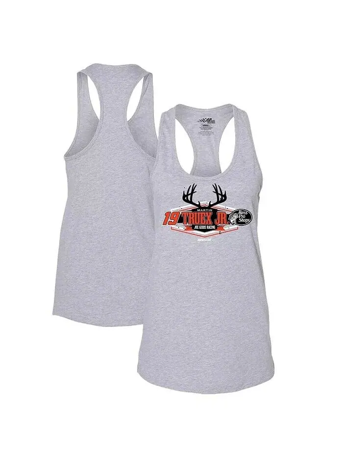 Женская серая майка Martin Truex Jr Racer Back Joe Gibbs Racing Team Collection — серый