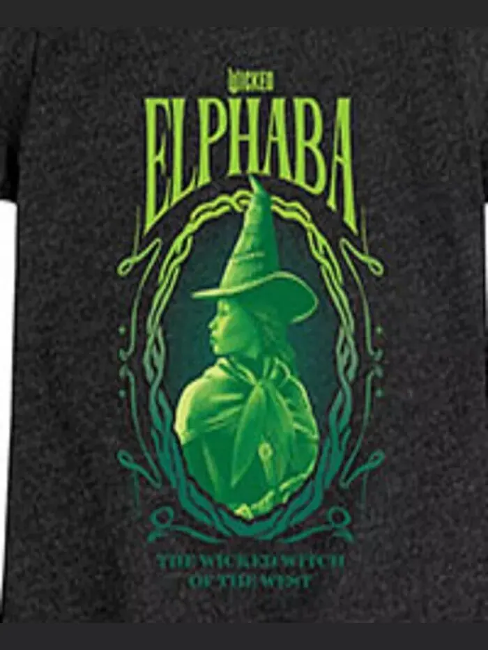 Футболка с рисунком Elphaba для девочек Wicked — изображение 3 из 3, черный